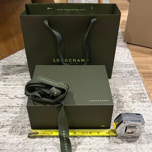 LongChamp Olive Green Box and Bag Set